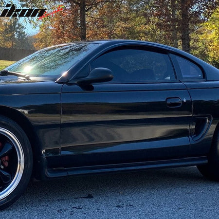 Window Visor Compatible With 1994-2004 Ford Mustang Coupe(Not Fits Convertible), Slim Style Dark Smoke 2PC Set Acrylic by IKON MOTORSPORTS, 1995 1996 1997 1998 1999 2000 2001 2002 2003