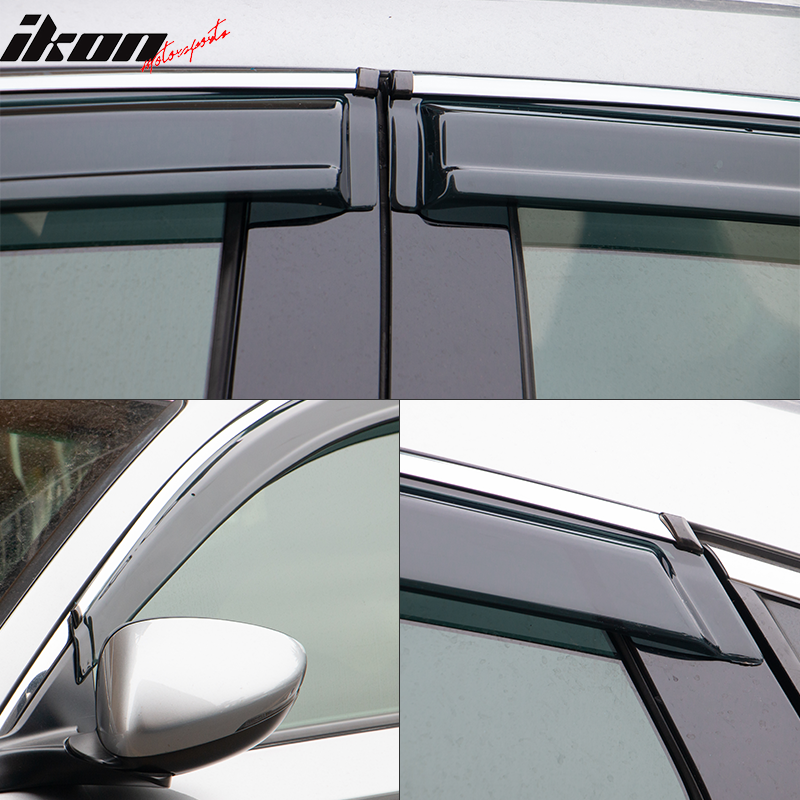 Fits 18-24 Honda Accord Sedan OE Style Window Visors w/ Chrome Trim Acrylic 4Pc