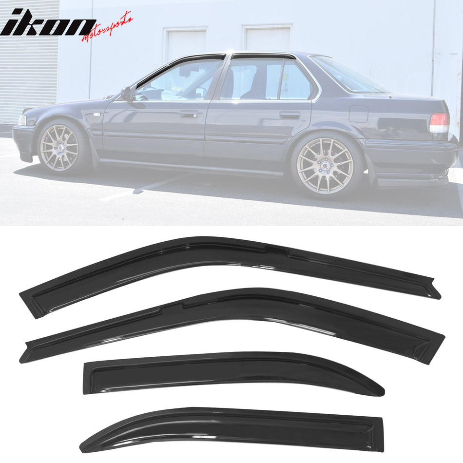 1990-1993 Honda Civic Sedan Slim Smoke Tinted Window Visor Acrylic