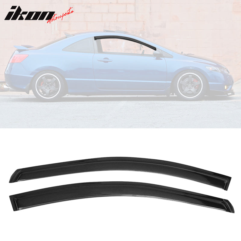 2006-2011 Honda Civic Black Slim Style Visor Window Acrylic