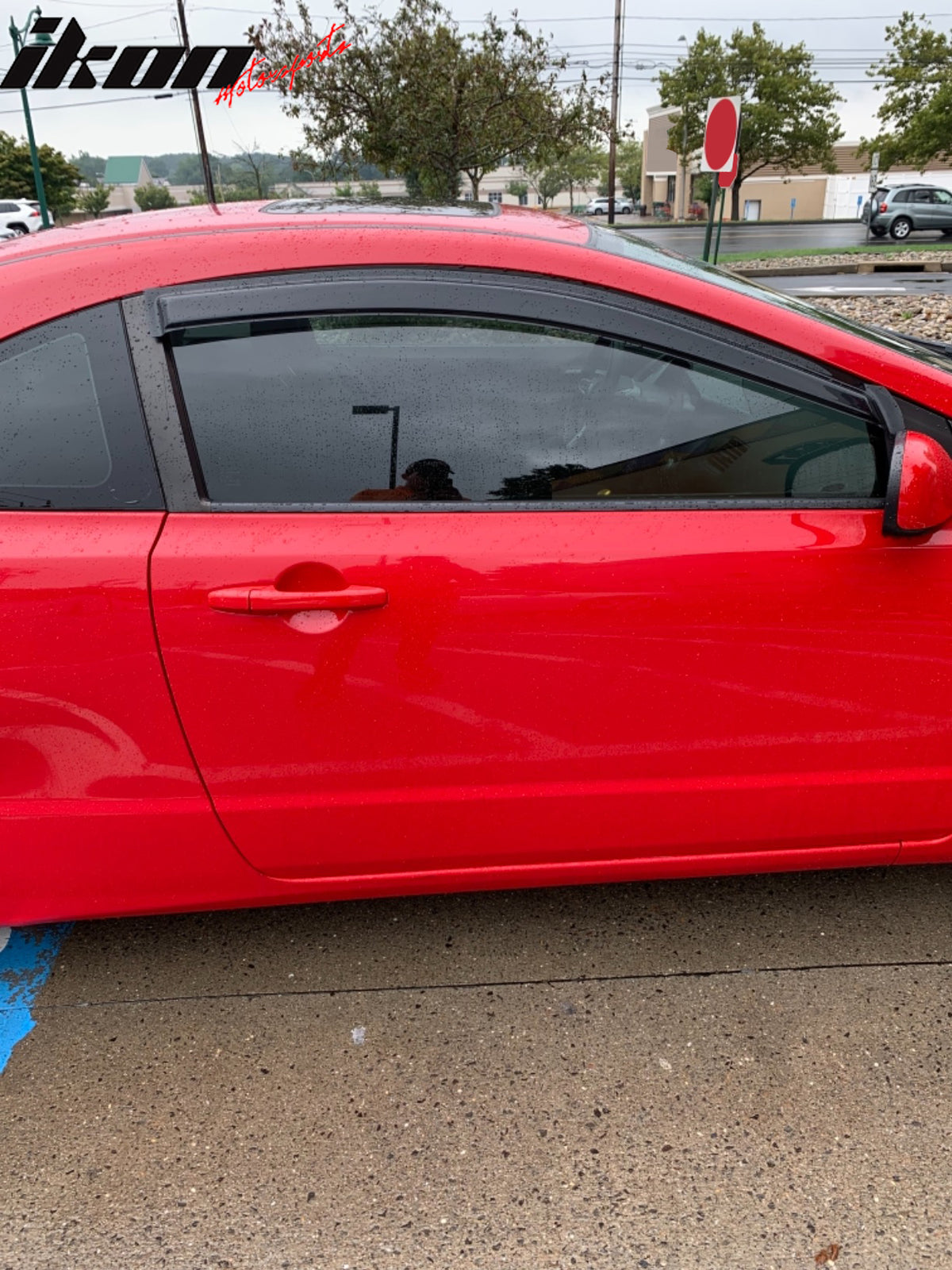 Out side Mount Tape on Window Visors Compatible With 2006-2011 Honda Civic 2 Door Coupe, Smoke Tinted Acrylic Wind Deflectors Rain Guard 2PC by IKON MOTORSPORTS, 2007 2008 2009 2010