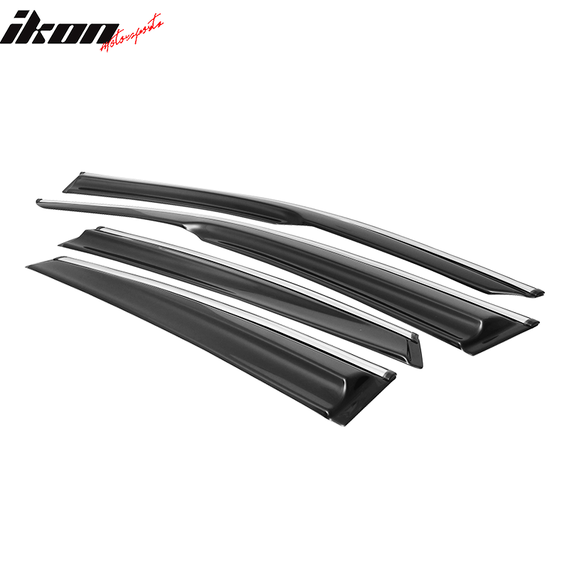 Fits 16-21 Civic X 10th Gen Sedan IKON Roof Spoiler MUG Window Visor Chrome Trim