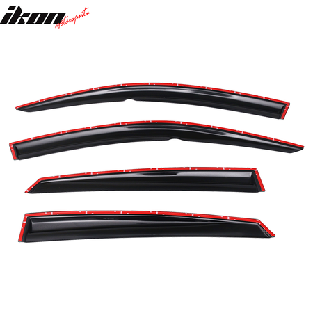 Fits 16-21 Civic X 10th Gen Sedan IKON Roof Spoiler MUG Window Visor Chrome Trim