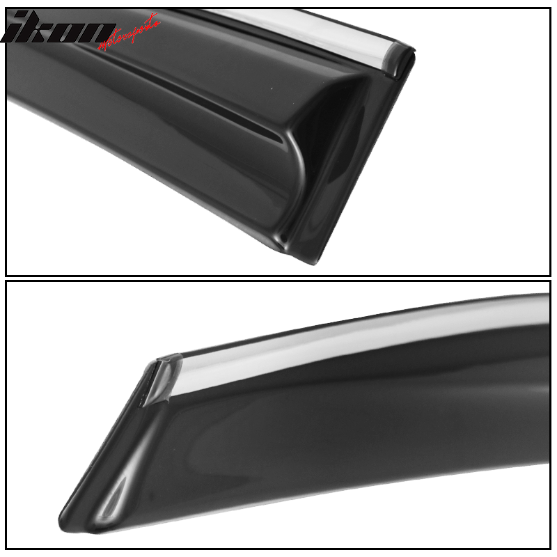 Fits 16-21 Civic X 10th Gen Sedan IKON Roof Spoiler MUG Window Visor Chrome Trim