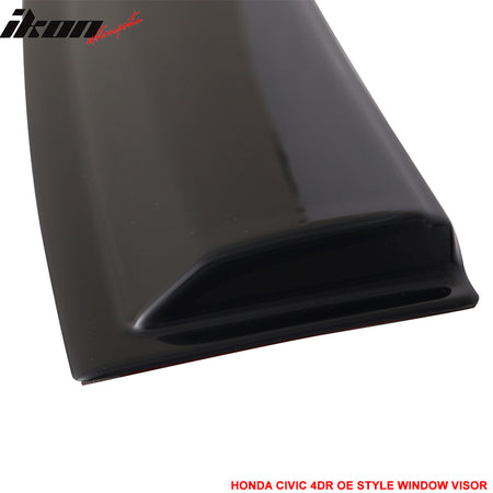 Fits 16-21 Civic X 10th Gen Sedan IKON Roof Spoiler OE Style Window Visor ABS