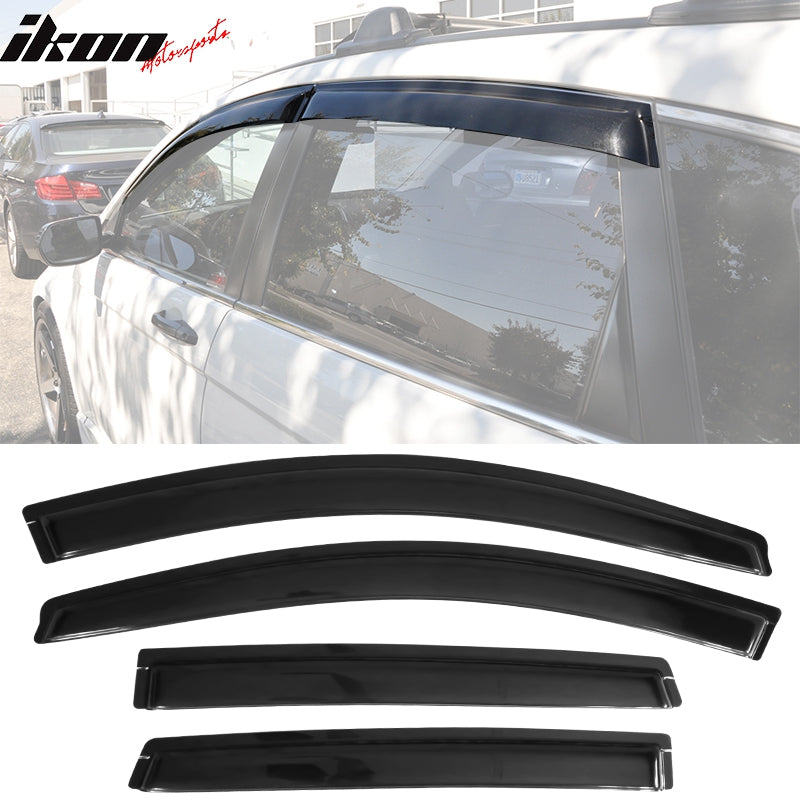 IKON MOTORSPORTS, Window Visor Compatible With 2007-2011 Honda CRV Vent Sun Shade Rain Guards Side Window Deflectors