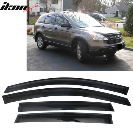 IKON MOTORSPORTS, Window Visor Compatible With 2012-2016 Honda CR-V Vent Sun Shade Rain Guards Side Window Deflectors