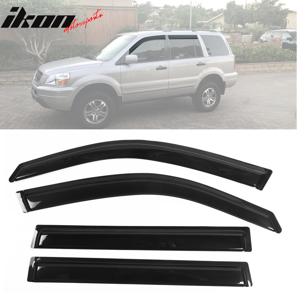 2003-2008 Honda Pilot Slim Style Tape On Smoke Acrylic Visor Windows