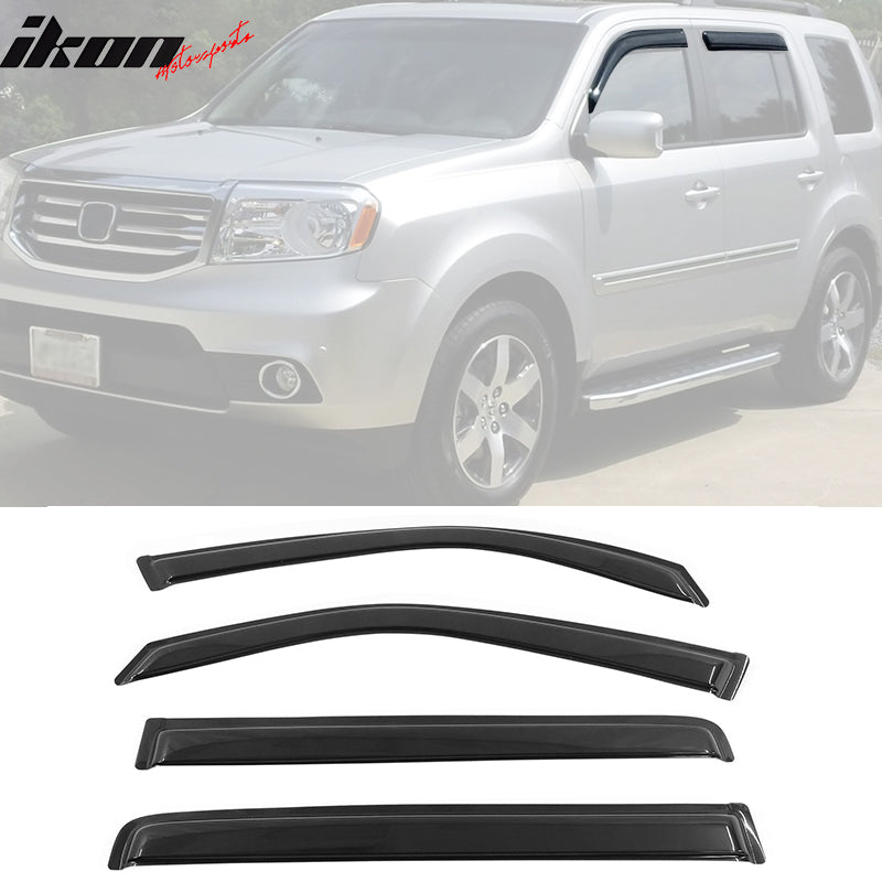 2009-2015 Honda Pilot Slim Style Smoke Tinted Window Visors Acrylic