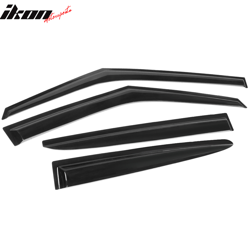 IKON MOTORSPORTS Out Channel Window Visors Compatible with 2011-2018 Hyundai Veloster, Dark Smoke Slim Style Acrylic Car Rain Sun Window Shade Guard Visor