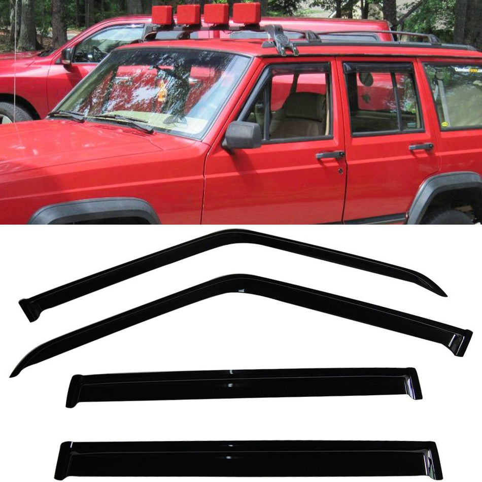 1984-2001 Jeep Cherokee XJ BJ Slim Smoke Window Visors Guard Acrylic