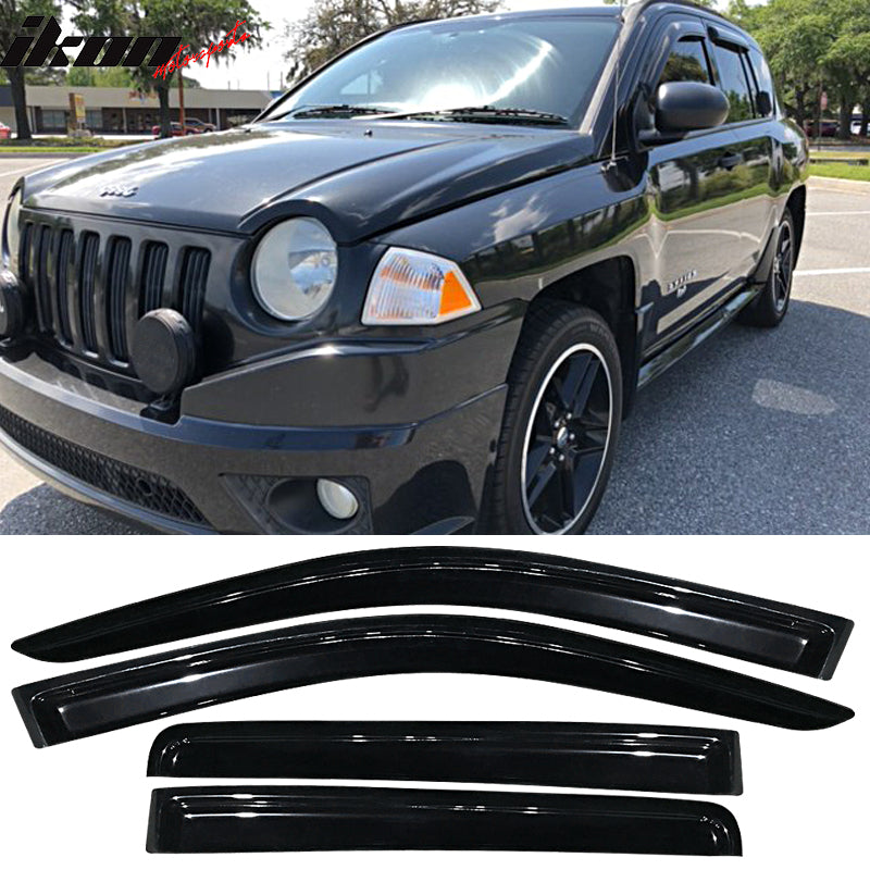 2007-2017 Jeep Compass Side Visor Window Sun Vent Rain Guards Acrylic