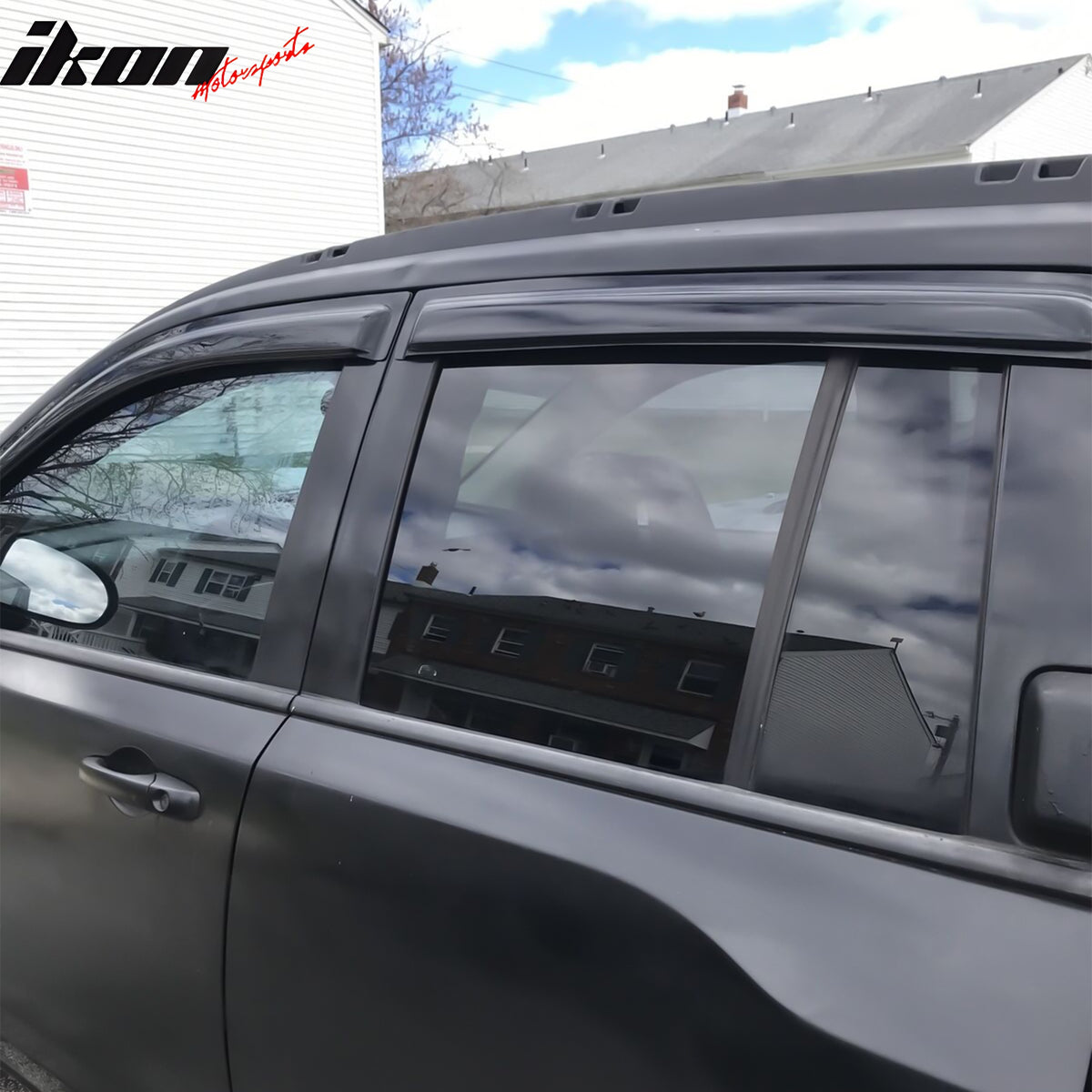 Fit 07-17 Jeep Compass Acrylic 4PC Window Visor Sun Guard Rain Deflector Tape-On