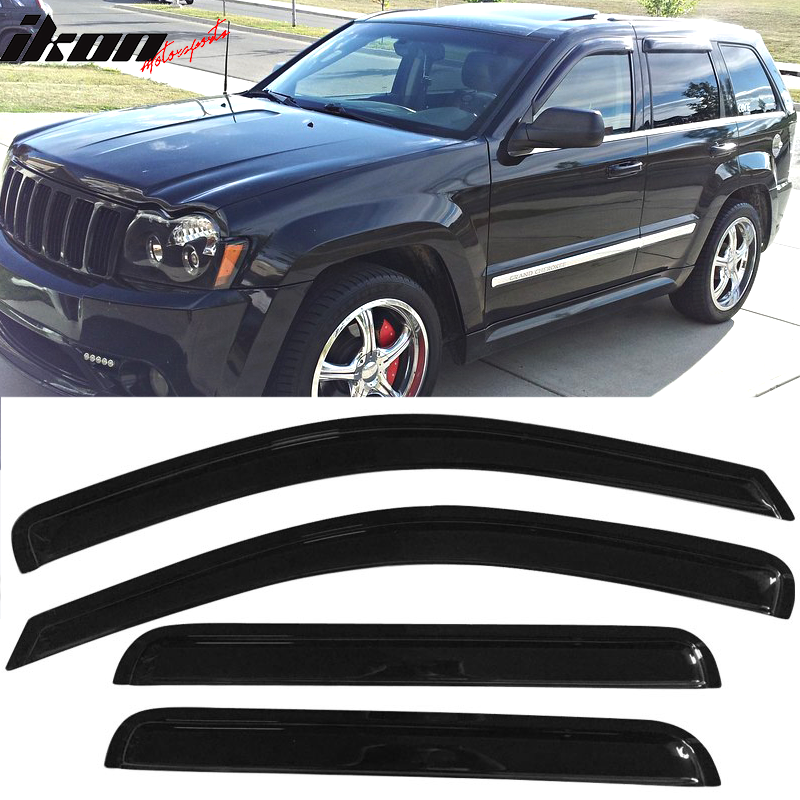 2005-2010 Jeep Grand Cherokee Slim Smoke Tinted Visor Windows Acrylic