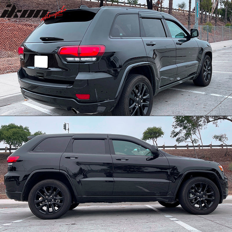 Window Visor Compatible With 2011-2021 Jeep Grand Cherokee WK2 & 2022 Grand Cherokee WK, Slim Style Acrylic Smoke Tinted Sun Rain Shade Guard Wind Vent Air Deflector by IKON MOTORSPORTS, 2012