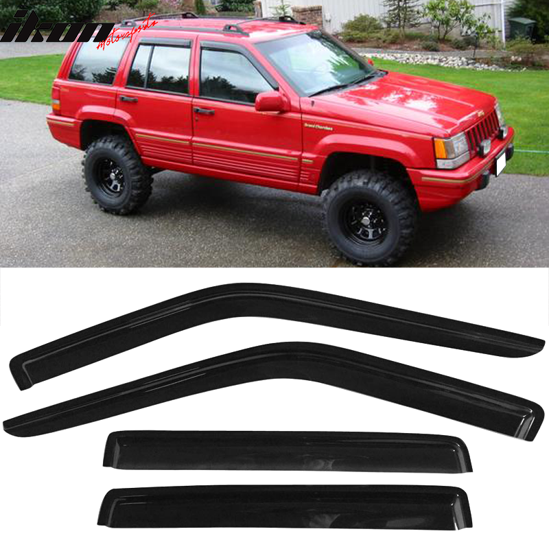 1993-1998 Jeep Grand Cherokee Slim Smoke Tinted Window Visors Acrylic