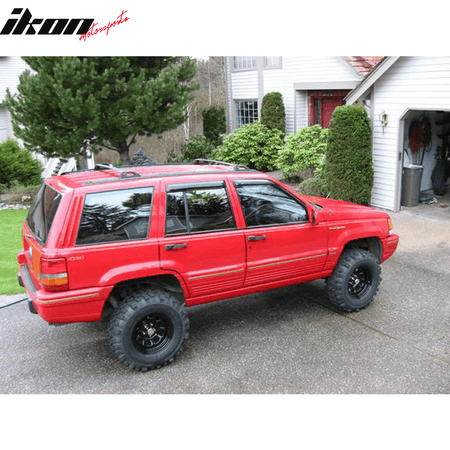 Window Visor Compatible With 1993-1998 Jeep Grand Cherokee, Slim Style Acrylic Smoke Tinted & Semi-transparent Sun Rain Shade Guard Wind Vent Air Deflector by IKON MOTORSPORTS, 1994 1995 1996 1997