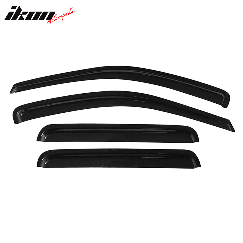 Tape on Outside Mount Window Visors Compatible With 1999-2004 Jeep Grand Cherokee, Rain Wind Guard 4PCS - Acrylic by IKON MOTORSPORTS, 2000 2001 2002 2003