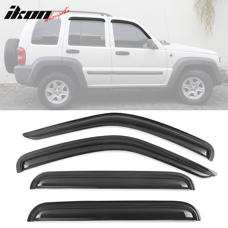 2002-2007 Jeep Liberty KJ Tape on Visor Window Rain Guard Acrylic 4PC