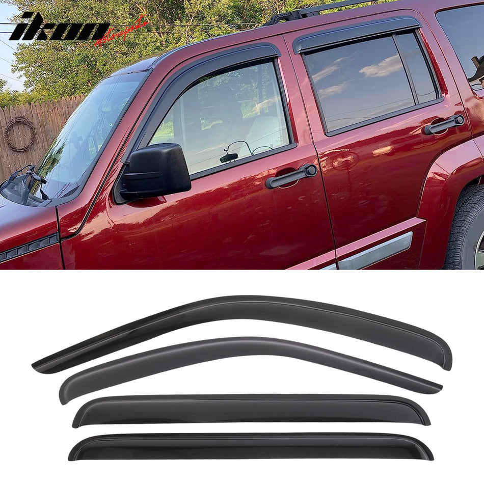 2008-2014 Jeep Liberty Slim Style Smoke Visor Windows Guard Acrylic