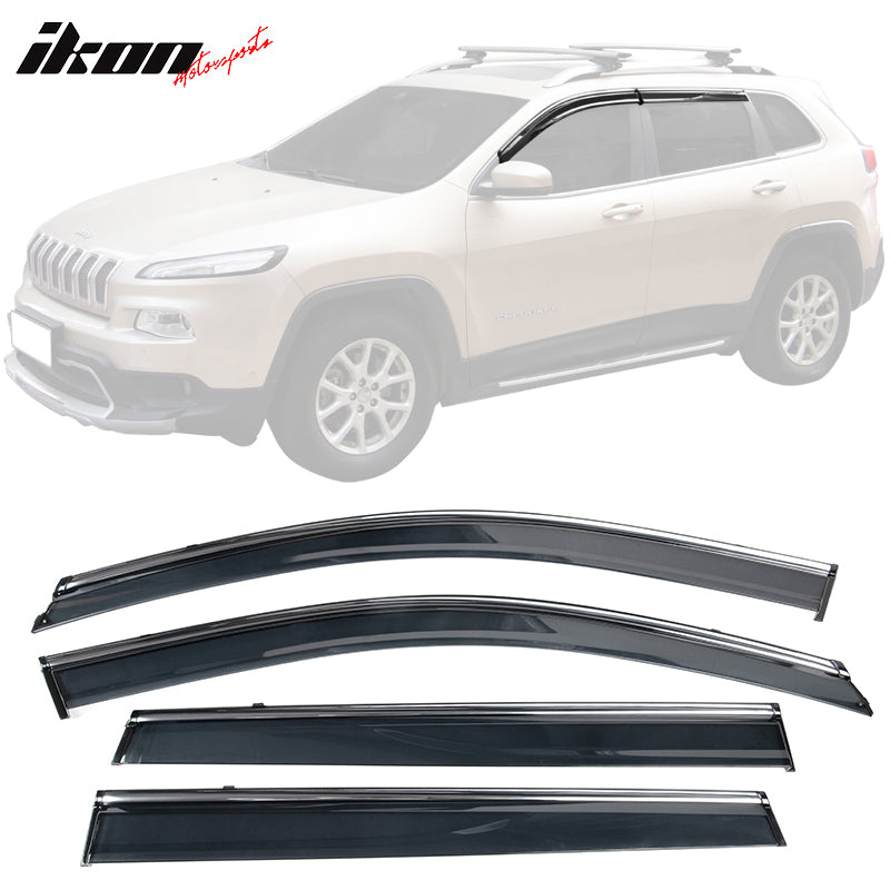 2014-2021 Jeep Cherokee Tape On Smoke w/ Chrome Trim Window Visors PC