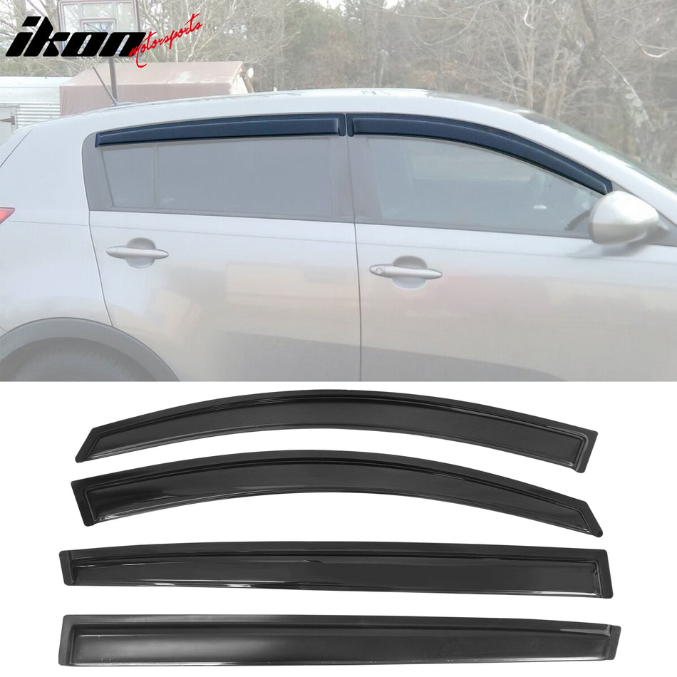 2011-2016 Kia Sportage Slim Style Smoke Tinted Window Visors Acrylic