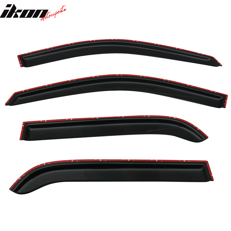 Window Visor Compatible With 2005-2010 Kia Sportage, Slim Style Acrylic Smoke Tinted 4PCS Sun Rain Shade Guard Wind Vent Air Deflector by IKON MOTORSPORTS, 2006 2007 2008 2009