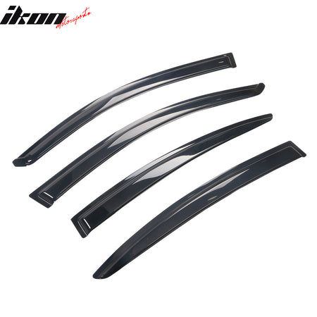 IKON MOTORSPORTS Window Visors Compatible With 2004-2009 Mazda 3 Sedan, Tape On Dark Smoke Slim Style Acrylic Car Rain Sun Side Window Shade Guard Visor 4PCS