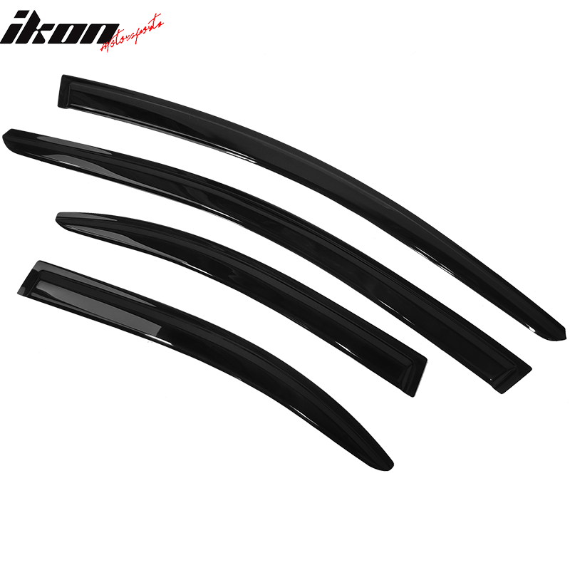 IKON MOTORSPORTS, Window Visor Compatible With 2008-2017 Mitsubishi Lancer Evolution Vent Sun Shade Rain Guards Side Window Deflectors