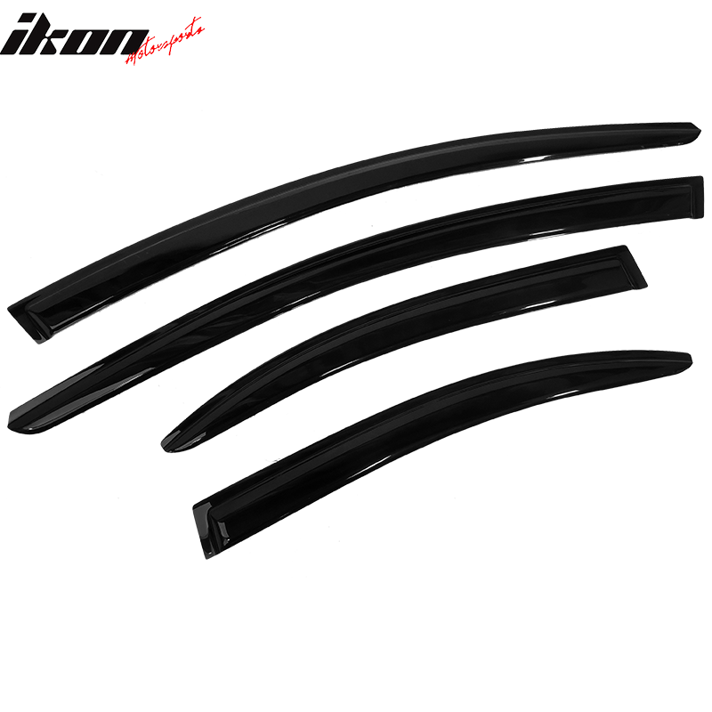 IKON MOTORSPORTS, Window Visor Compatible With 2008-2017 Mitsubishi Lancer Evolution Vent Sun Shade Rain Guards Side Window Deflectors