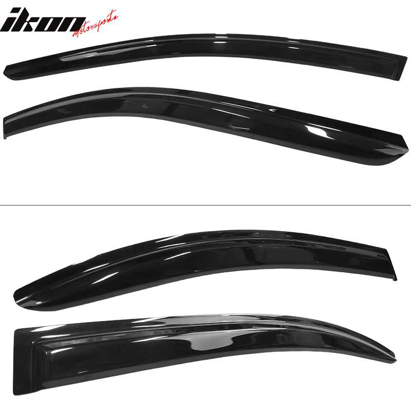 IKON MOTORSPORTS, Window Visor Compatible With 2008-2017 Mitsubishi Lancer Evolution Vent Sun Shade Rain Guards Side Window Deflectors