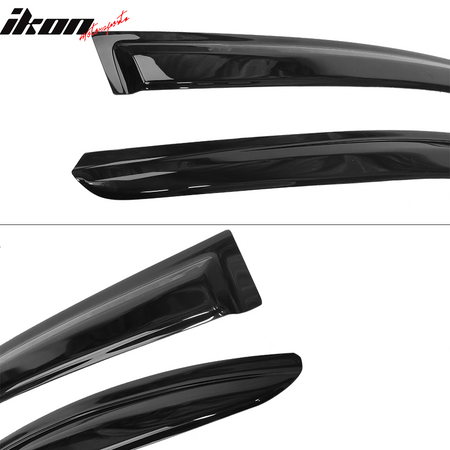 IKON MOTORSPORTS, Window Visor Compatible With 2008-2017 Mitsubishi Lancer Evolution Vent Sun Shade Rain Guards Side Window Deflectors