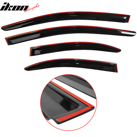 IKON MOTORSPORTS, Window Visor Compatible With 2008-2017 Mitsubishi Lancer Evolution Vent Sun Shade Rain Guards Side Window Deflectors