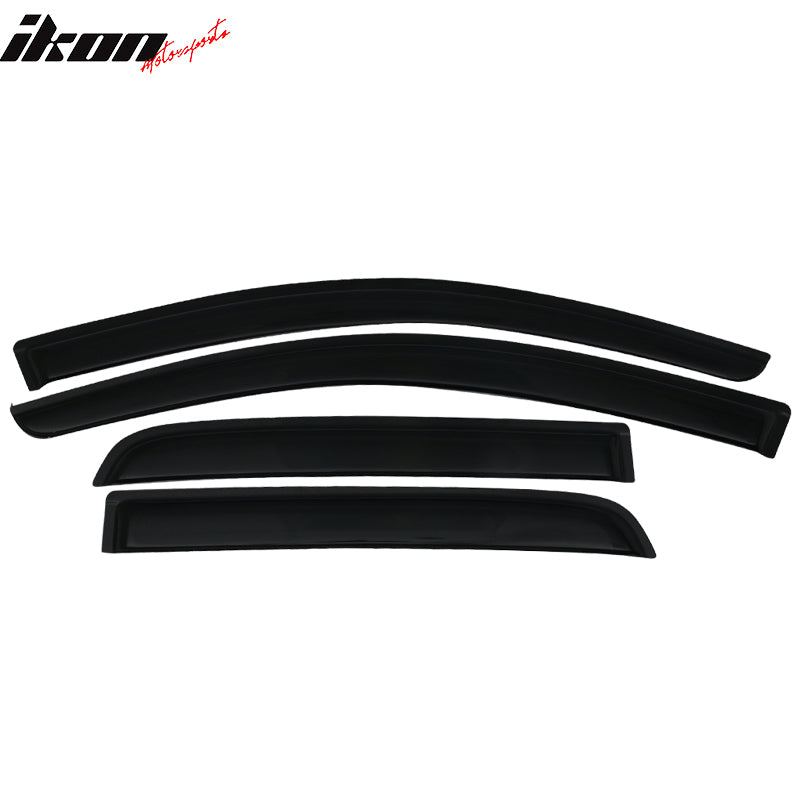 IKON MOTORSPORTS, Window Visor Compatible With 2014-2023 Mitsubishi Mirage Hatchback, Slim Style Acrylic Black Sun Rain Wind Guards Cover 4Pcs Set