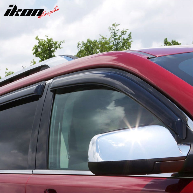 Window Visor Compatible With 1997-2001 Mitsubishi Mirage, Slim Style Acrylic Black Sun Rain Wind Guards Cover 4Pcs Set By IKON MOTORSPORTS, 1998 1999 2000