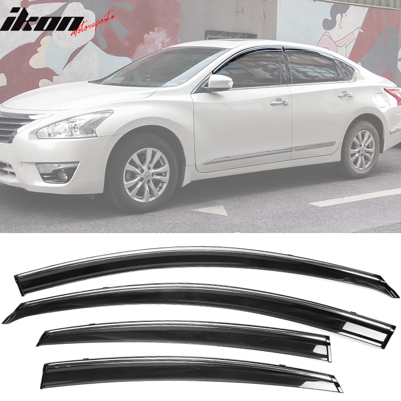 2013-2018 Nissan Altima Polycarbonate Window Visors W/ Chrome Trim 4PC