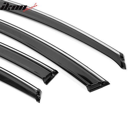 Fits 13-18 Nissan Altima Polycarbonate Window Visors w/ Chrome Trim 4Pc Set