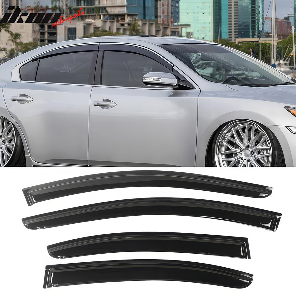 2009-2015 Nissan Maxima Tape On Smoke Tinted Window Visors Acrylic