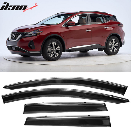 IKON MOTORSPORTS, Window Visor Compatible With 2015-2022 Nissan Murano Vent Sun Shade Rain Guards Side Window Deflectors