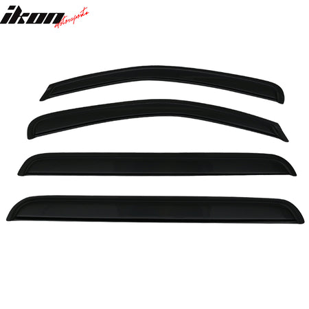 Window Visor Compatible With 2005-2012 Nissan Pathfinder, Slim Style Acrylic Black Sun Rain Wind Guards Cover 4Pcs Set By IKON MOTORSPORTS, 2006 2007 2008 2009 2010 2011