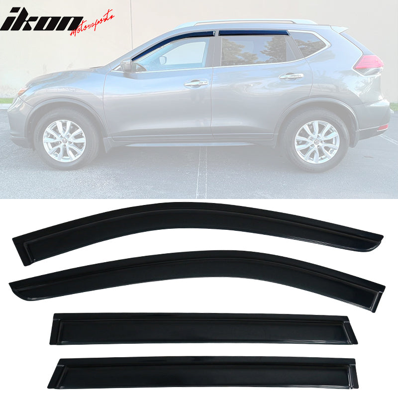 2014-2020 Nissan Rogue Slim Style Smoke Tinted Window Visors Acrylic