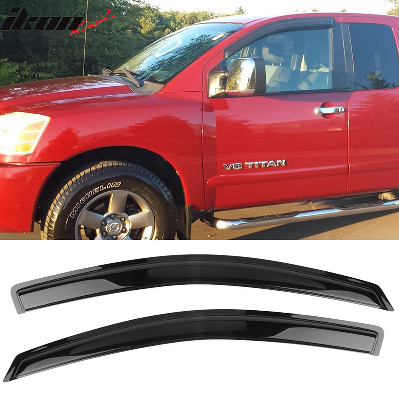 2004-2015 Nissan Titan Smoke Tinted Slim Style Visor Windows Acrylic