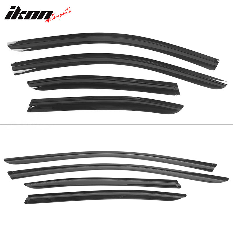 Window Visor Compatible With 2005-2006 Subaru Outback Legacy, Slim Style Dark Smoke Tint Acrylic Shade Rain Sun Guard Wind Vent Air Deflector by IKON MOTORSPORTS, 2005 2006