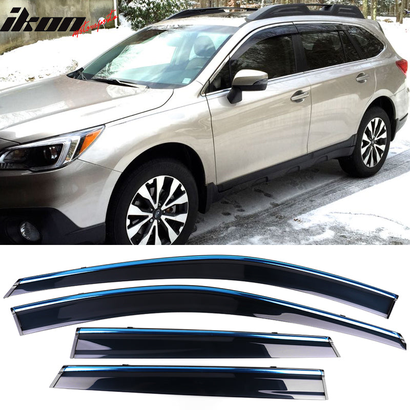 2015-2019 Subaru Outback Polycarbonate Window Visor W/ Chrome Trim 4PC