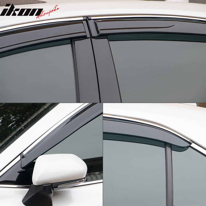 Fits 18-24 Toyota Camry Acrylic Window Visors w/ Chrome Trim 4PC Set