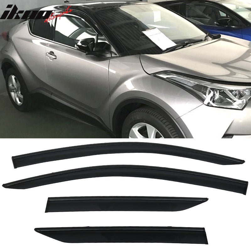 2017-2022 Toyota CHR Black Chrome Trim 4PCS Window Visor Polycarbonate