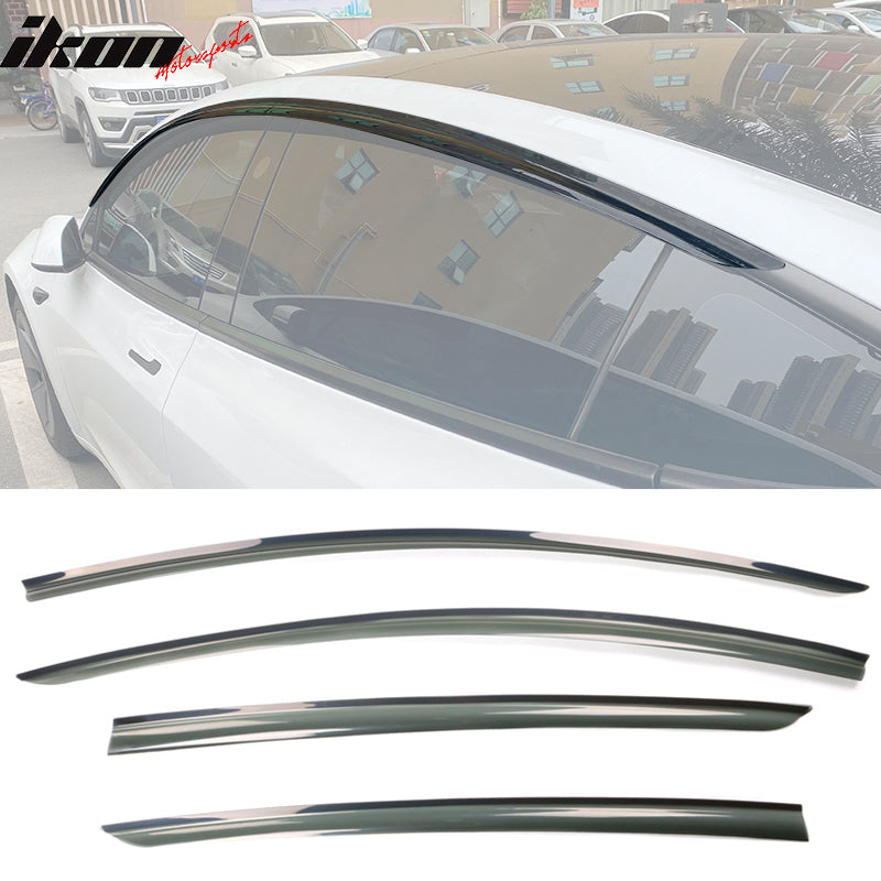 2017-2024 Tesla Model 3 Smoke Acrylic Window Visors Deflectors 4PCS