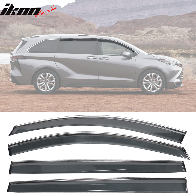 2021-2024 Toyota Sienna PC Injection Window Visor Chrome Trim 4PCS