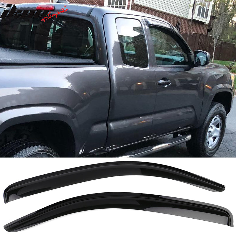 2016-2024 Toyota Tacoma Slim Style Smoke Tinted Window Visors Acrylic