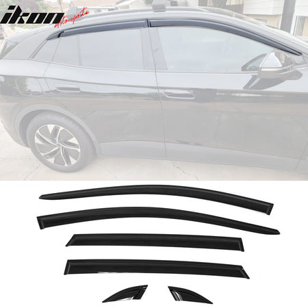 IKON MOTORSPORTS, Window Visors Compatible With 2021-2023 Volkswagen ID.4, Acrylic Shade Rain Guards Wind Vent Air Deflector